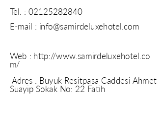 Samir Deluxe Hotel iletiim bilgileri